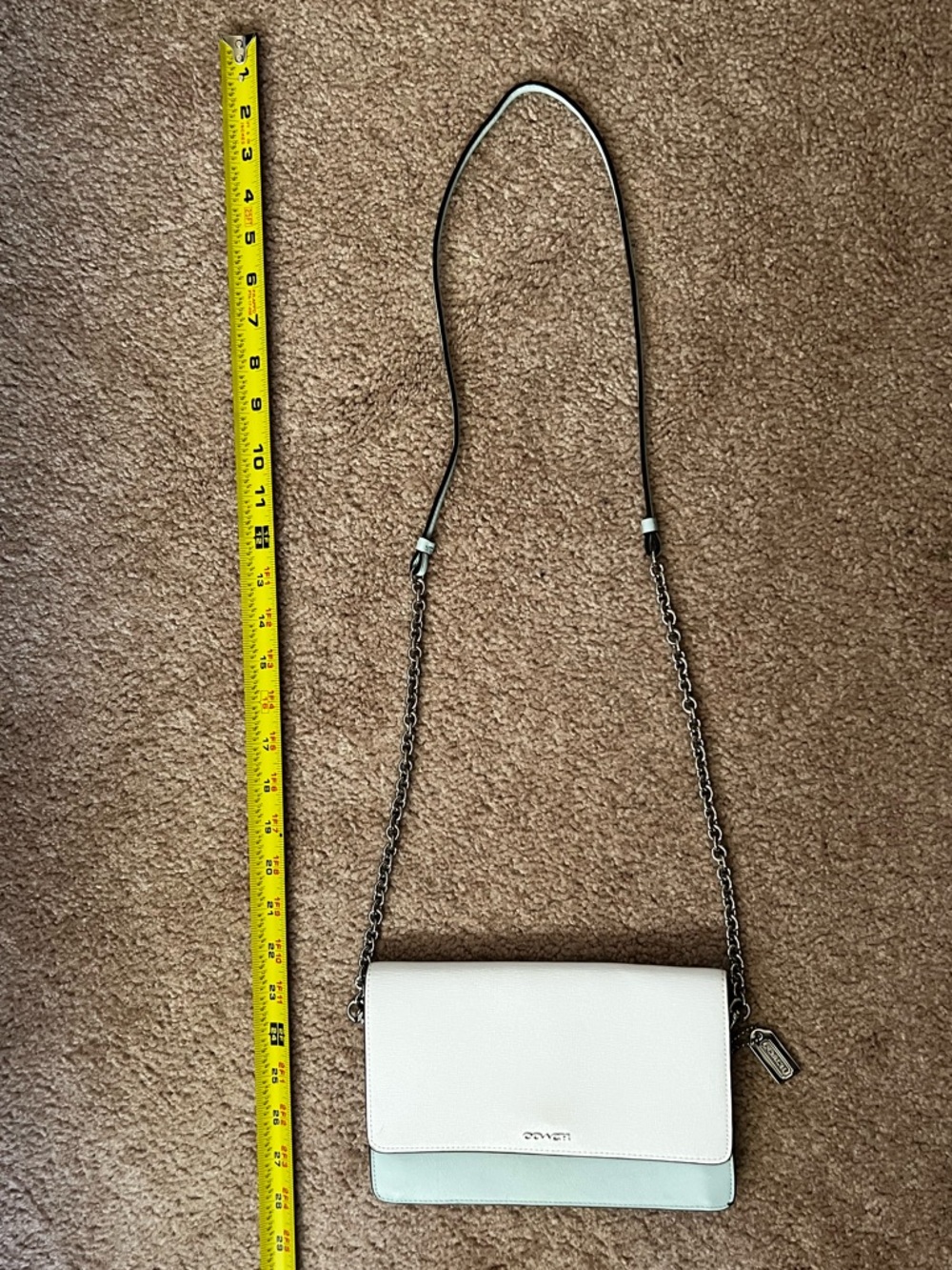 Coach Two-Tone White and Light Blue Leather Crossbody Bag
